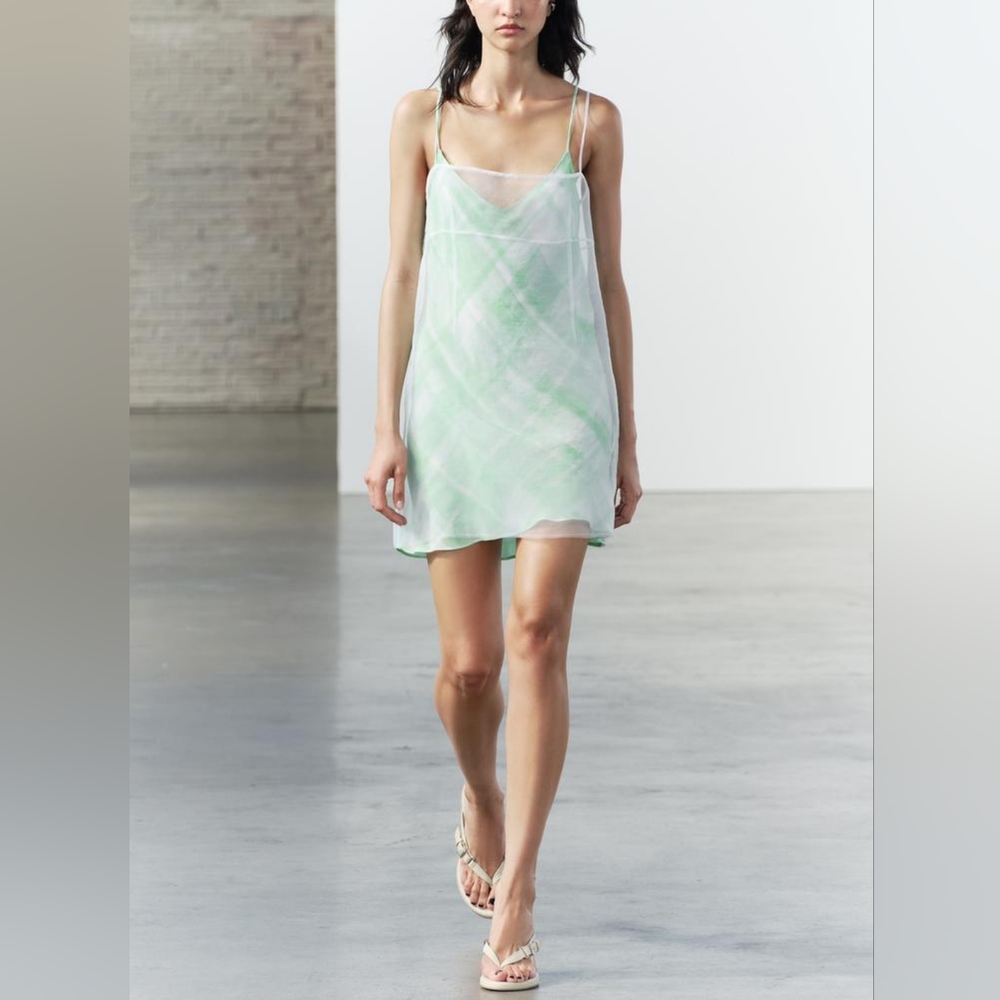 ZARA PLAID ORGANZA DRESS